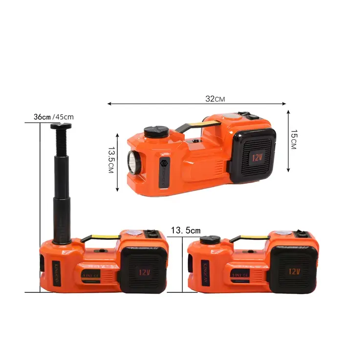 Cric hydraulique électrique 12V 5 tonnes avec pompe de gonflage de pneus et lampe torche LED 3 en 1