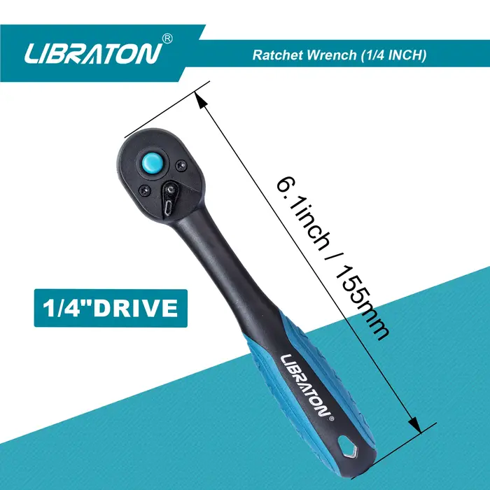 LIBRATON 1/4 ''3/8'' 1/2 ''clé à cliquet à entraînement 72 dents poignée à cliquet réversible à déga