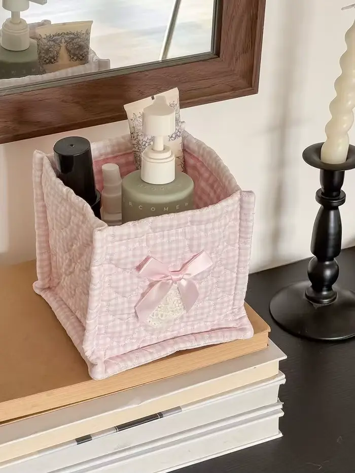 Panier de rangement carré en dentelle à motif floral