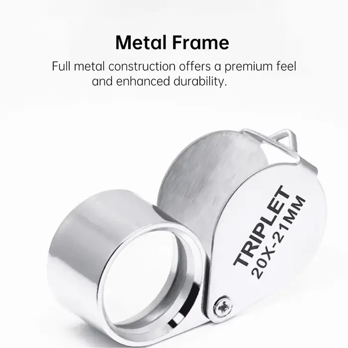 Loupe pliante en boîte argentée 10-30X