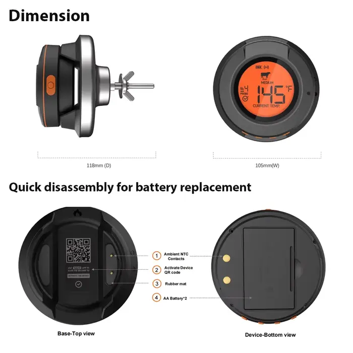 Thermomètre de four numérique Bluetooth