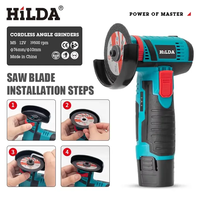 HiLDA 12V/3 Pouces Lithium Électrique Angle Grinder Mini Petit Ménage De Poche Machine De Découpe Po