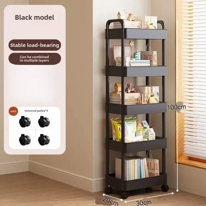 Chariot de rangement roulant multifonctionnel avec étagère ouverte