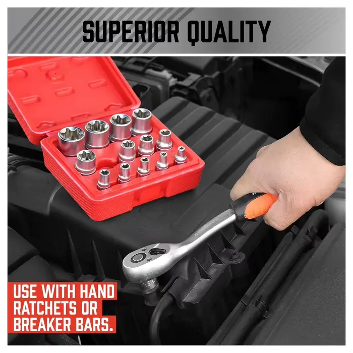 Jeu de douilles E-TORX 14 pièces-ensemble