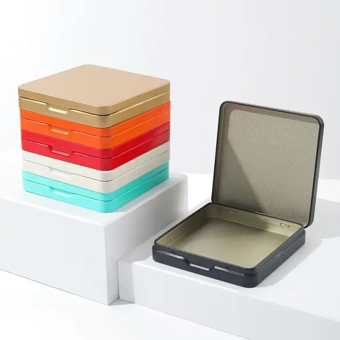 1 pièce Nouvelle boîte de rangement carrée en métal vide