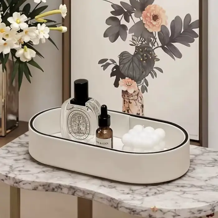 Boîte de rangement en cuir PU pour décoration de salon