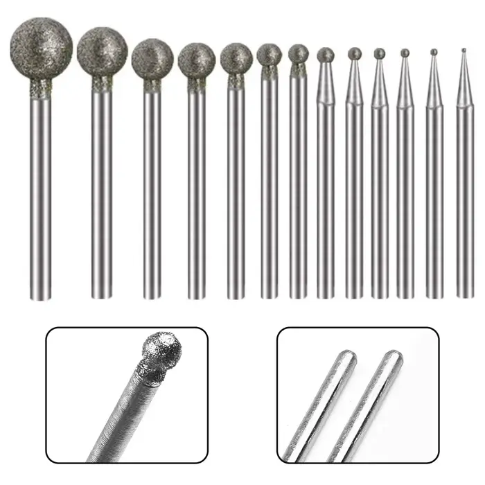 Foret de ponçage rond en diamant de 0.5 à 8mm, 5 pièces, tête de meulage de coupe, tige de 2.35mm po