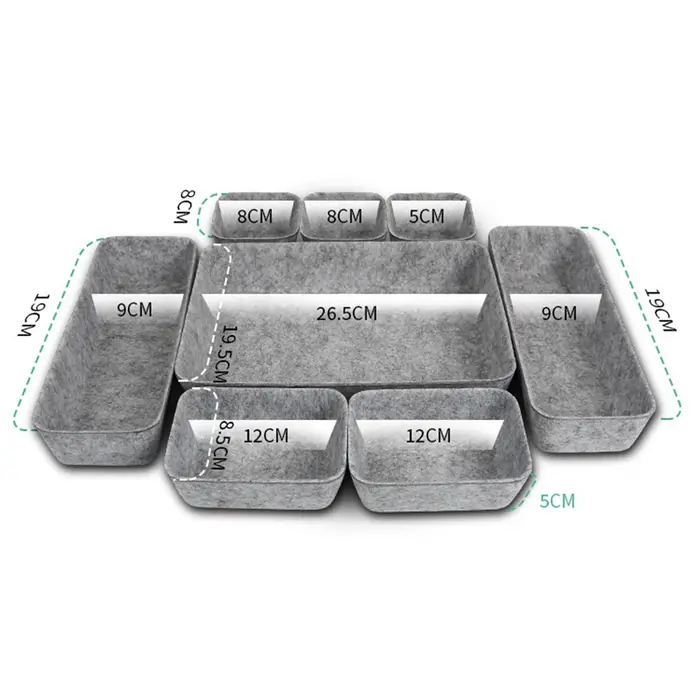 Plateau de rangement à tiroirs en feutre