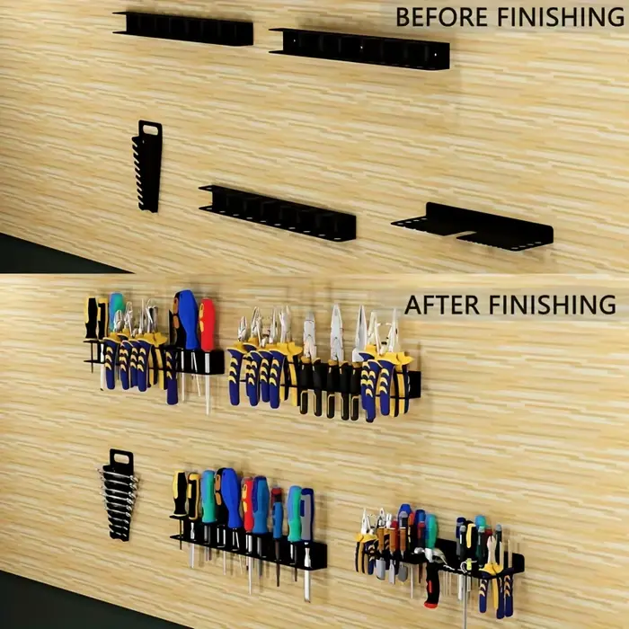 Étagère de rangement murale pour garage et atelier avec supports pour vis et marteaux - Organisateur d'outils en métal robuste et peu encombrant