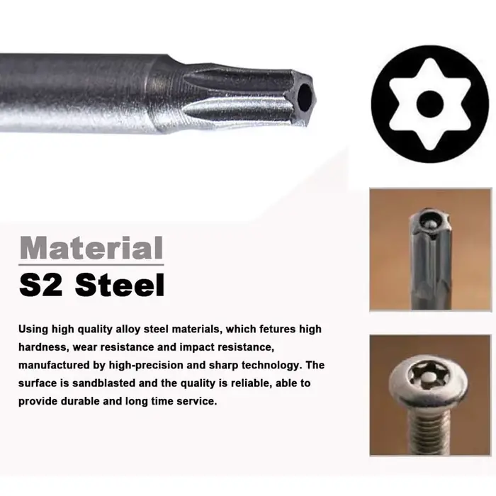 Jeu d'embouts de tournevis Torx en acier, tête de sécurité Torx, tige hexagonale de 1/4 pouces, long