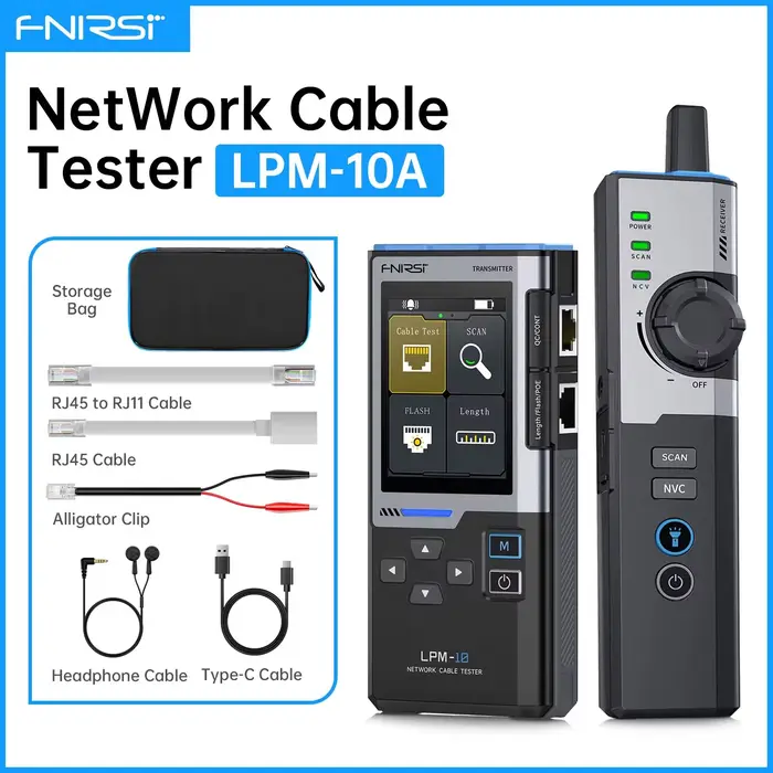 FNIRSI LPM-10A testeur de câble réseau détecteur de ligne multifonction avec Port RJ45 RJ11 clignota