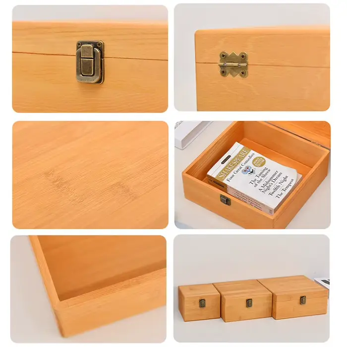 Boîte de rangement rectangulaire en bois massif