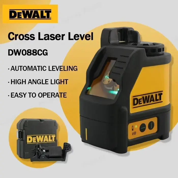 Niveau laser professionnel DDEWALT DW088CG à faisceau vert : Outil de nivellement automatique à 2 lignes haute précision