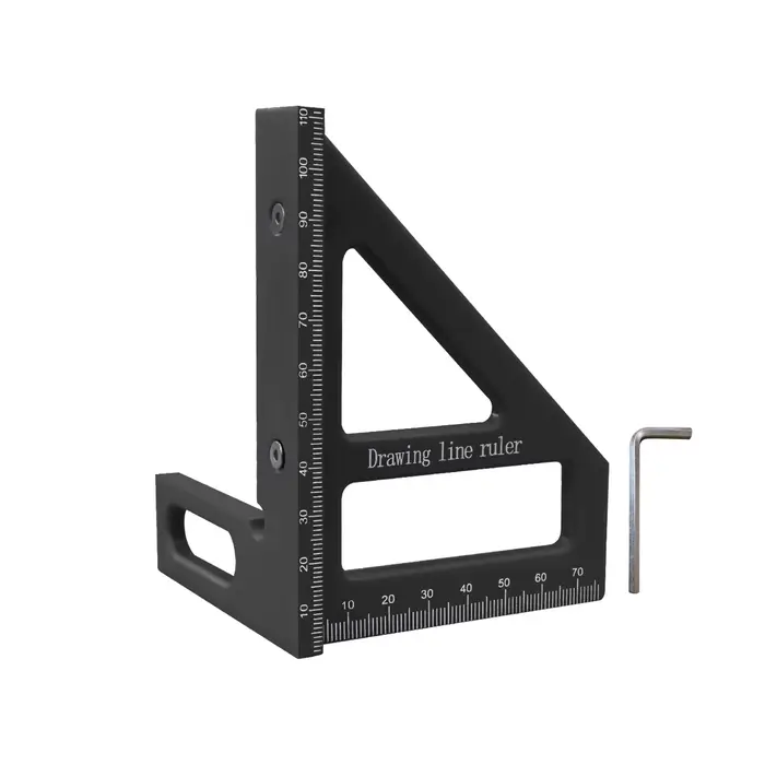 Règle de mesure multi-angle 3D, rapporteur carré en aluminium/plastique pour le travail du bois à 45