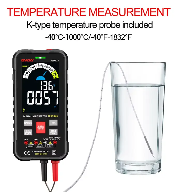GVDA-Multimètre numérique intelligent à plage automatique, testeur de compteur, 9999 points, 1000V, 