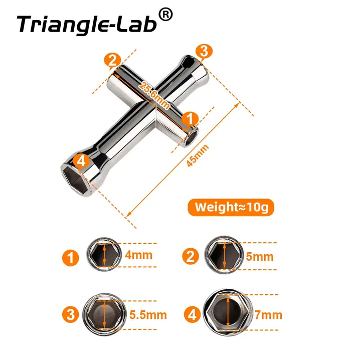 Trianglelab ® Mini clé à douille cruciforme quatre tailles (4mm