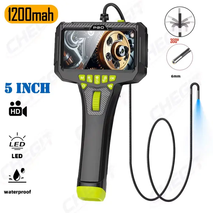 NOUVEAU 2026 Endoscope 5 pouces, Rotation bidirectionnelle à 360° °   Caméra industrielle 6 mm pour 