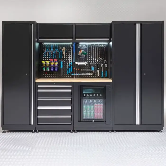 Banc de travail complet pour garage avec armoire à outils et tiroirs