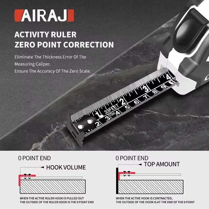 AIRAJ 3M à 10M ruban à mesurer autobloquant boîtier épaissi