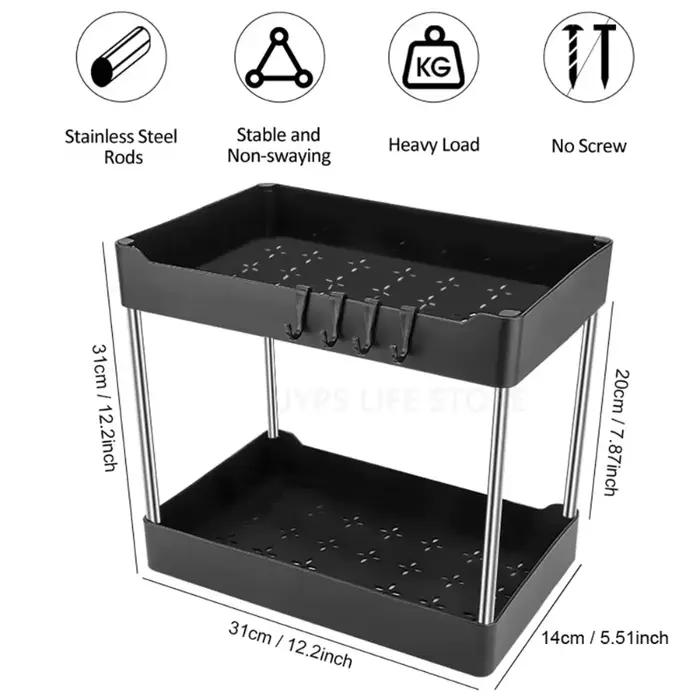 Organisateur de rangement sous évier à 2 niveaux