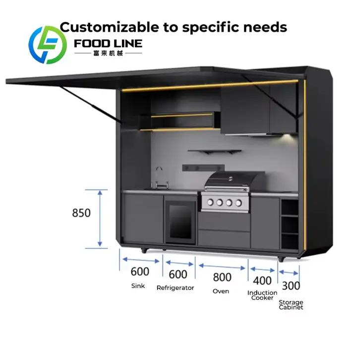 Ensemble de cuisine barbecue modulaire extérieur sur mesure avec réfrigérateur pleine taille et portes de rangement