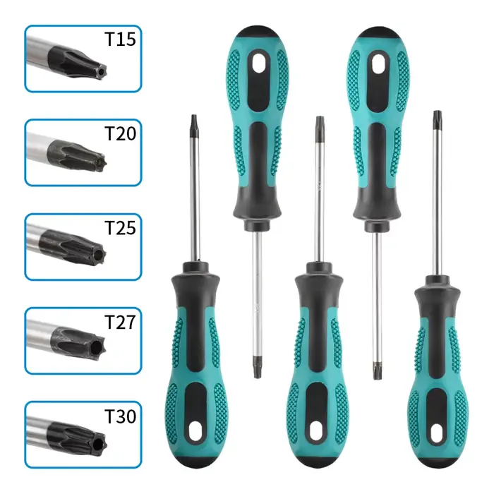 Jeu de tournevis Torx magnétiques de précision 1 pièce T5 T6 T7 T8 T9 T10 T15 T20 T25 T27 T30 Outil manuel d'entretien pour contrôleur de sécurité