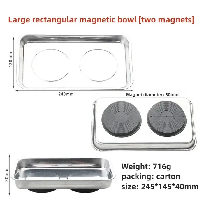 Bol magnétique carré, durable avec plateau de pièces