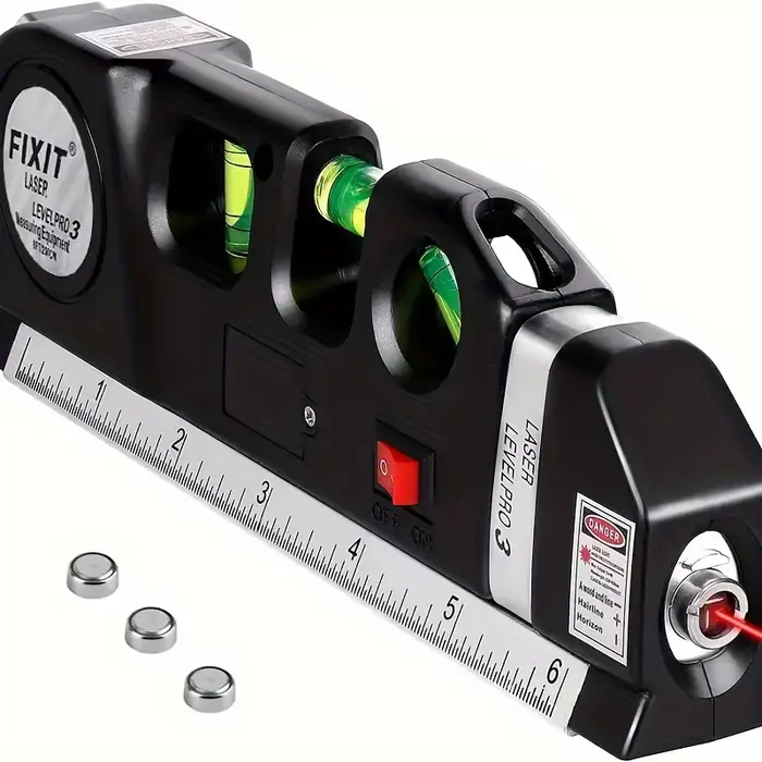 Un ensemble d'outils de niveau laser domestique pratique, multifonctionnel, avec niveau laser standard, mesure de distance par laser croisé et règle métrique.