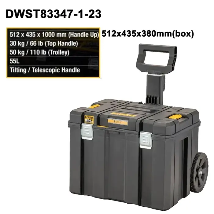 DEWALT TSTAK IP54 boîte de rangement Mobile verrouillable étanche à la poussière empilable grande taille