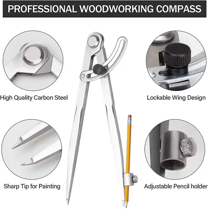 Boussole pour le travail du bois, boussole de charpentier 100MM-300MM, outil de marquage circulaire,