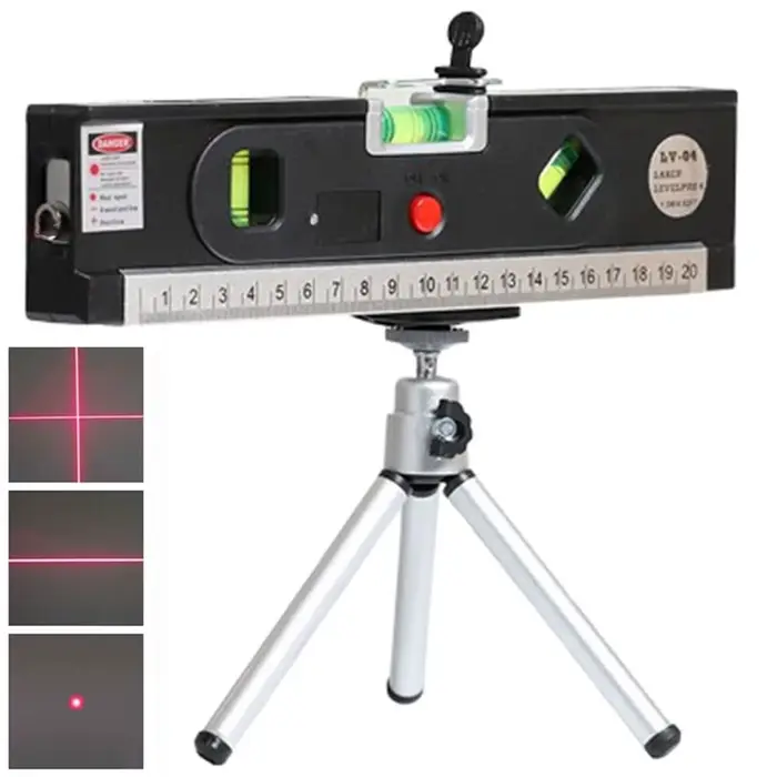 Niveau Laser 4 en 1, ruban à mesurer Vertical réglable de haute précision
