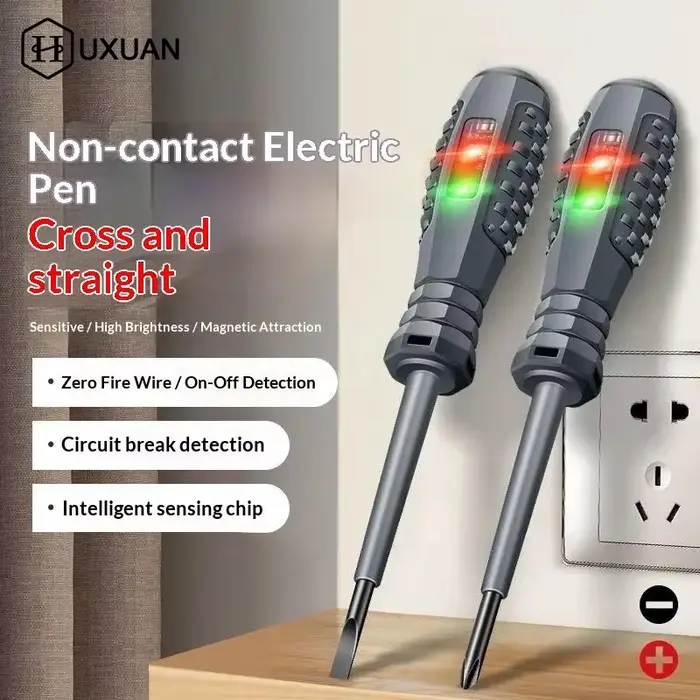Tournevis testeur électrique 2-en-1 durable avec propriétés magnétiques pour travaux électriques pro