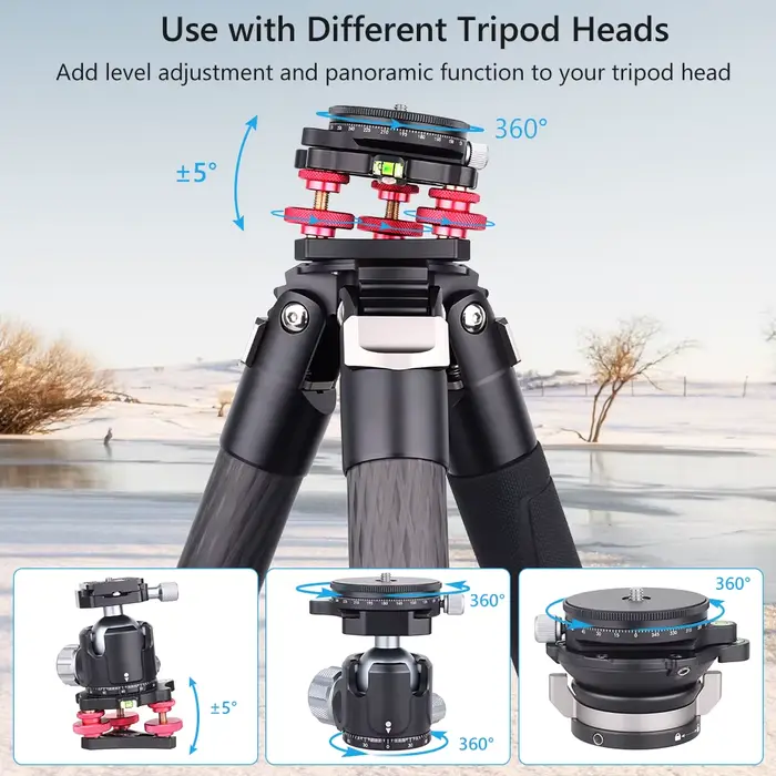 Tête de trépied à base de nivellement VICELK + 360 °