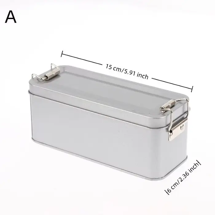 Boîte en fer blanc à boucle rectangulaire – Boîte de rangement en fer blanc avec couvercle, pour gât