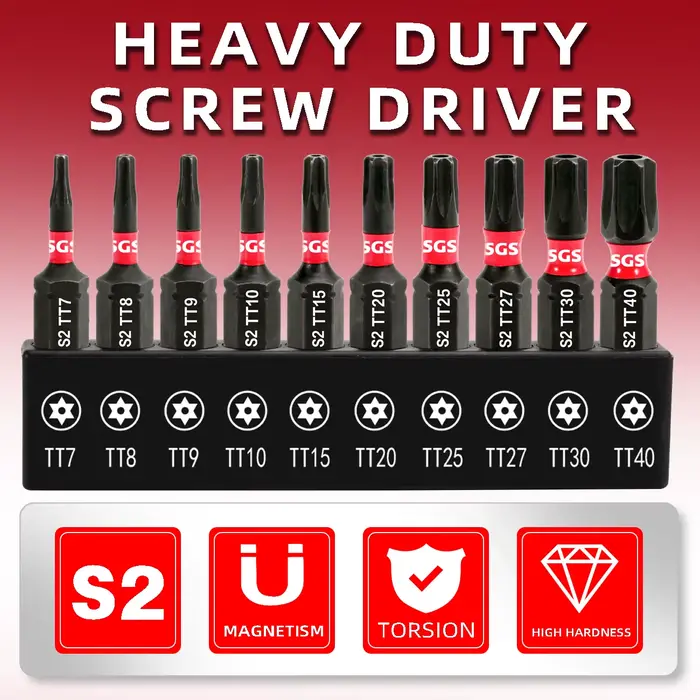10 embouts Torx de sécurité en acier S2 résistants aux chocs 25 mm