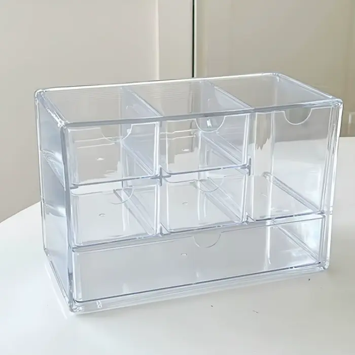 Boîte de rangement transparente à six compartiments