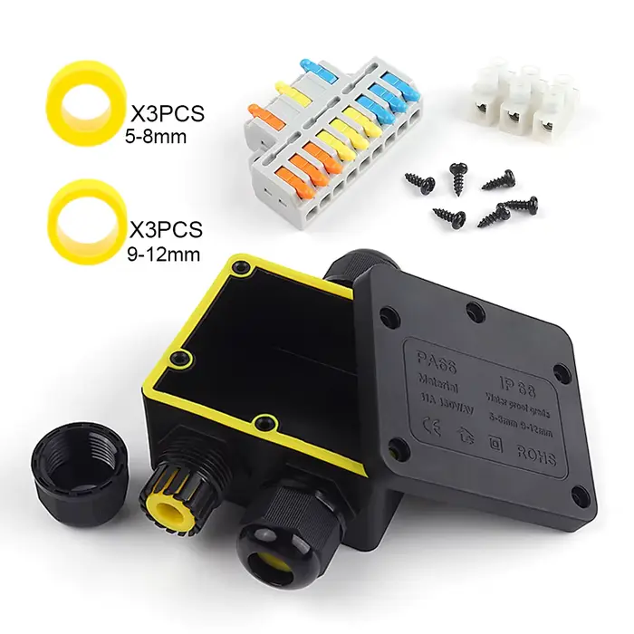 Boîte de jonction étanche 3 voies en plastique mini IP68