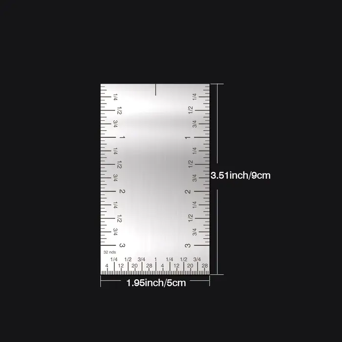 Règle carrée de précision en acier inoxydable de 3 pouces, Conversion métrique/impériale à double éc