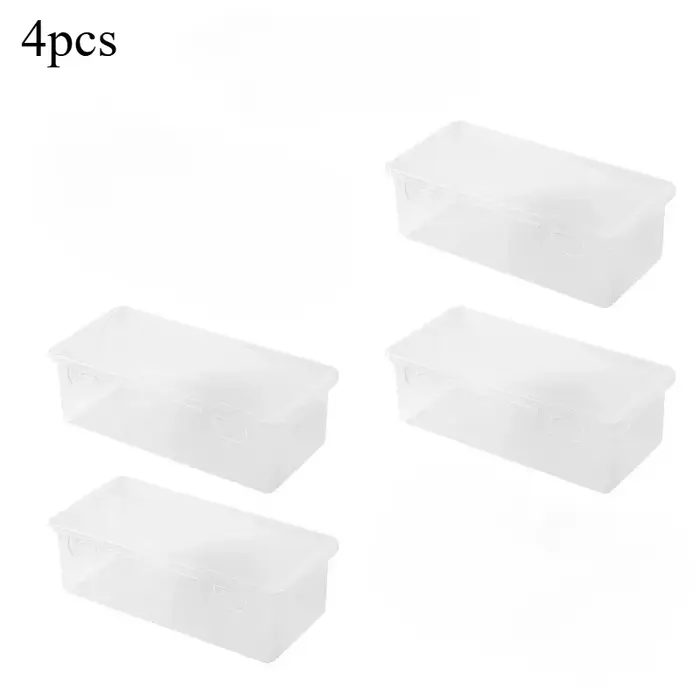 4 boîtes de rangement transparentes en PP de grande taille avec couvercles, utilisées pour ranger le