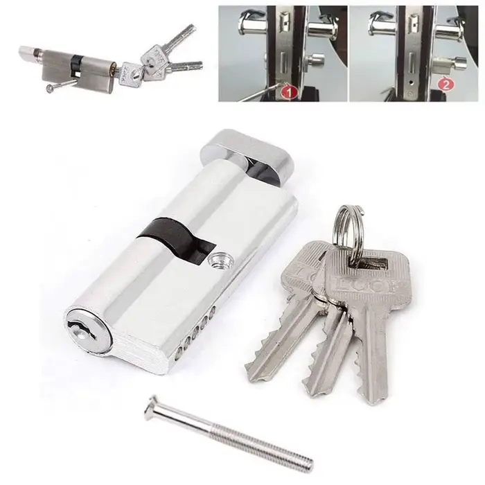 Serrure à cylindre de porte biaisée, 3 clés antivol, serrure de porte d'entrée en aluminium, sécurit