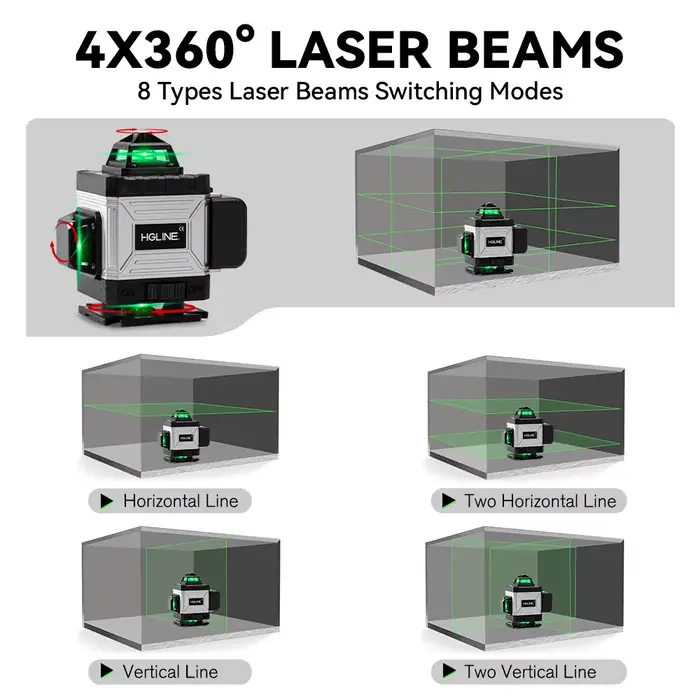 Niveau laser professionnel HGLINE 16 lignes avec télécommande APP à nivellement automatique 360 °