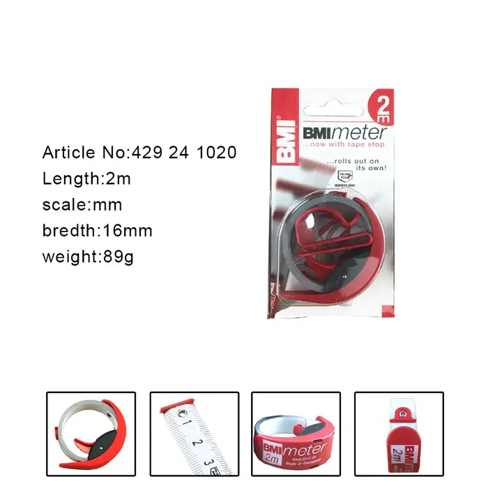 BMI 429 241 429 341 Mètre Ruban Télescopique de Précision Rapide 2m 3m avec Échelle en mm pour Desig
