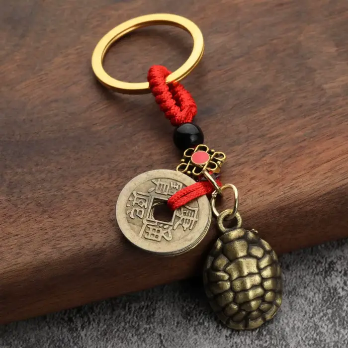 Porte-clés Vintage Porte-Bonheur en Laiton Pur