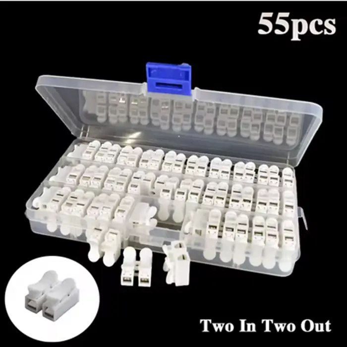 Boîte 55 pièces CH-2 connecteur rapide de fil à ressort 2p bornes à sertir électriques bloc pince de
