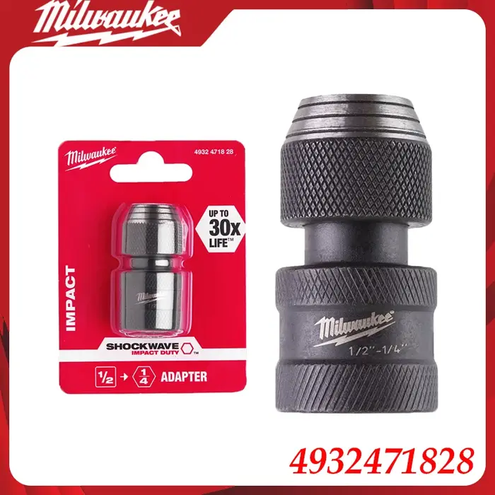 Milwaukee 4932471828 Shockwave Adaptateur de visseuse à chocs 1/2" SQ-1/4" HEX, accessoires pour out