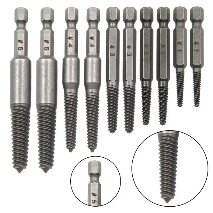 Extracteur de vis à tête cassée à tige hexagonale, tournevis à tête cassée pour sortir, ensemble d'o