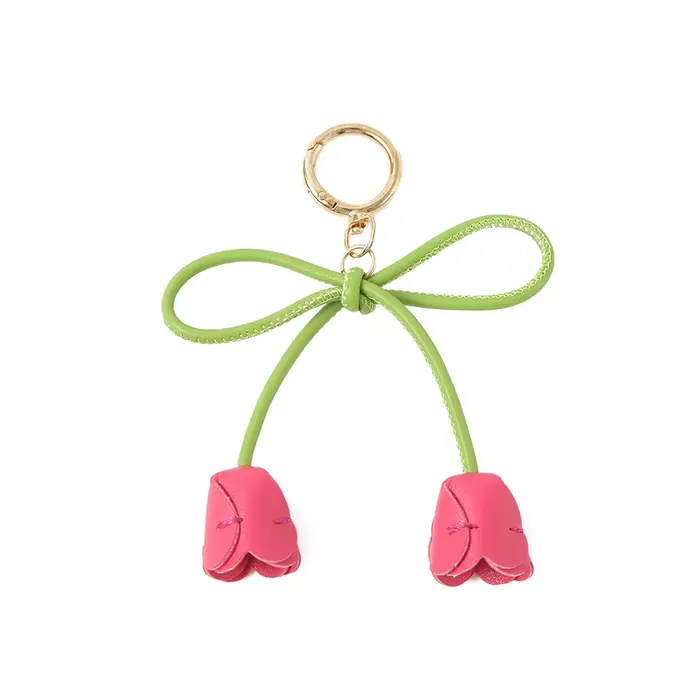 Porte-clés en PU avec nœud tulipe