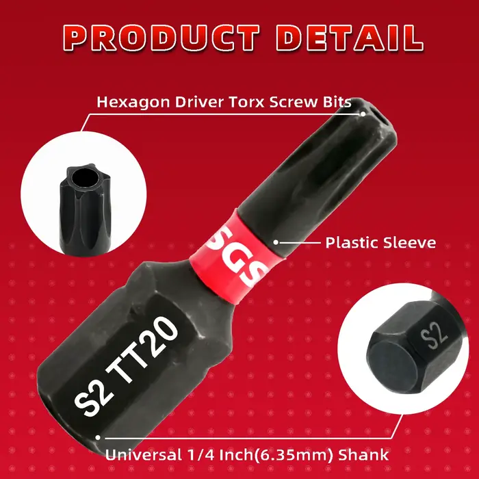 10 embouts Torx de sécurité en acier S2 résistants aux chocs 25 mm